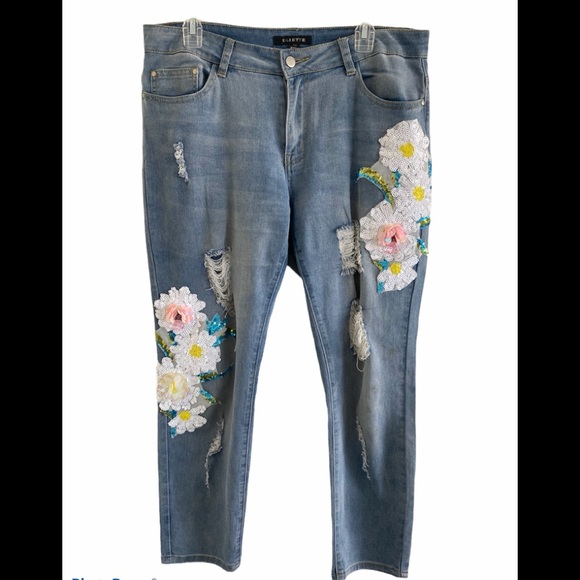 uliette Denim - Embellished mid rise boyfriend jeans